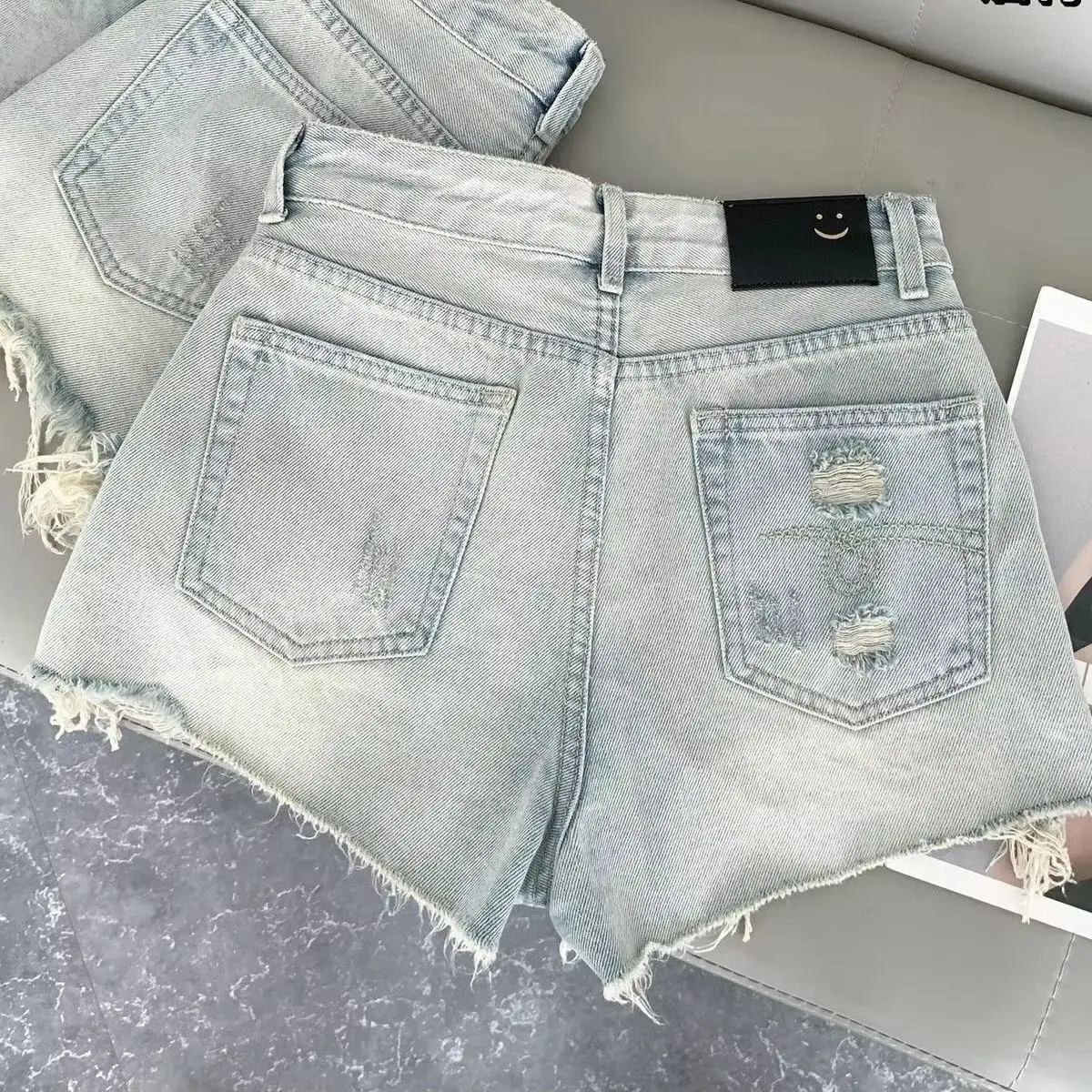 Women's Light Blue Casual Denim Short Pants Y2K Harajuku High Street Aesthetic Fashion Retro Thin Jeans Shorts Clothing 2026 New