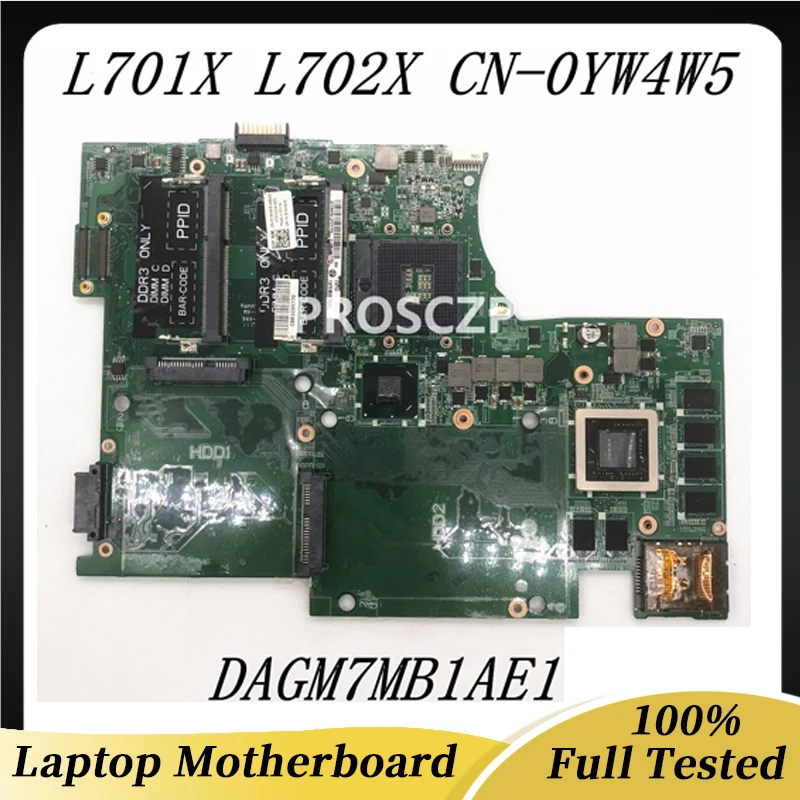 YW4W5 0YW4W5 CN-0YW4W5 High Quality Mainboard For Dell XPS L702X L701X Laptop Motherboard DAGM7MB1AE1 HM67 GT555M GPU 100%Tested