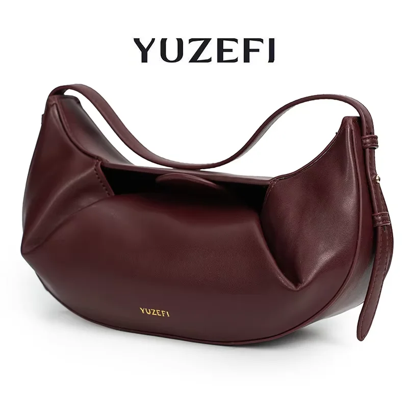

YUZEFI Fashion New Women Dumpling Bag Luxury Brand Design Shoulder Bag Solid Color Multifunctional High Quality Aesthetic Bag
