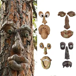 Bark Ghost Face Facial Features Old Man Tree Hugger Yard Art Decorations Monsters Sculpture Outdoor DIY Halloween Ornaments