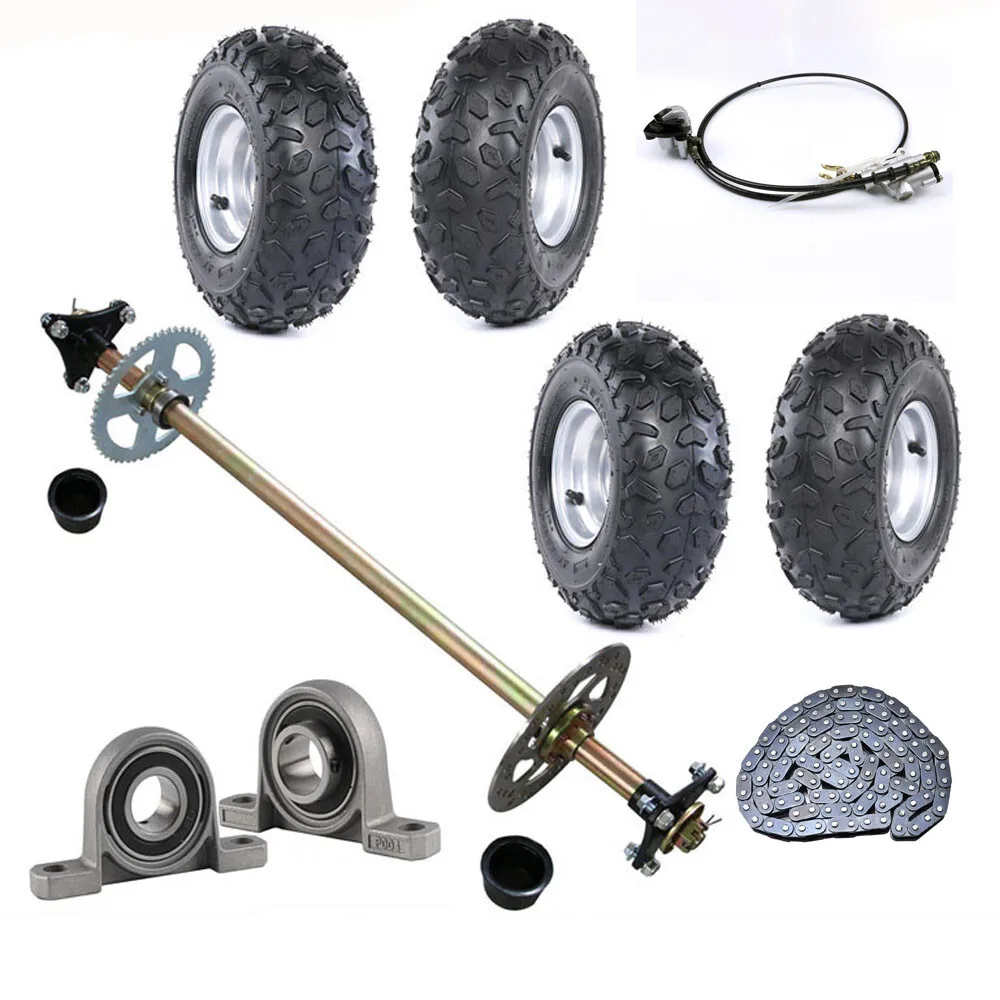 

29" Go Kart Rear Axle Wheel Hub + 145/70-6" Tire Brake Caliper for Golf Cart ATV Go Kart
