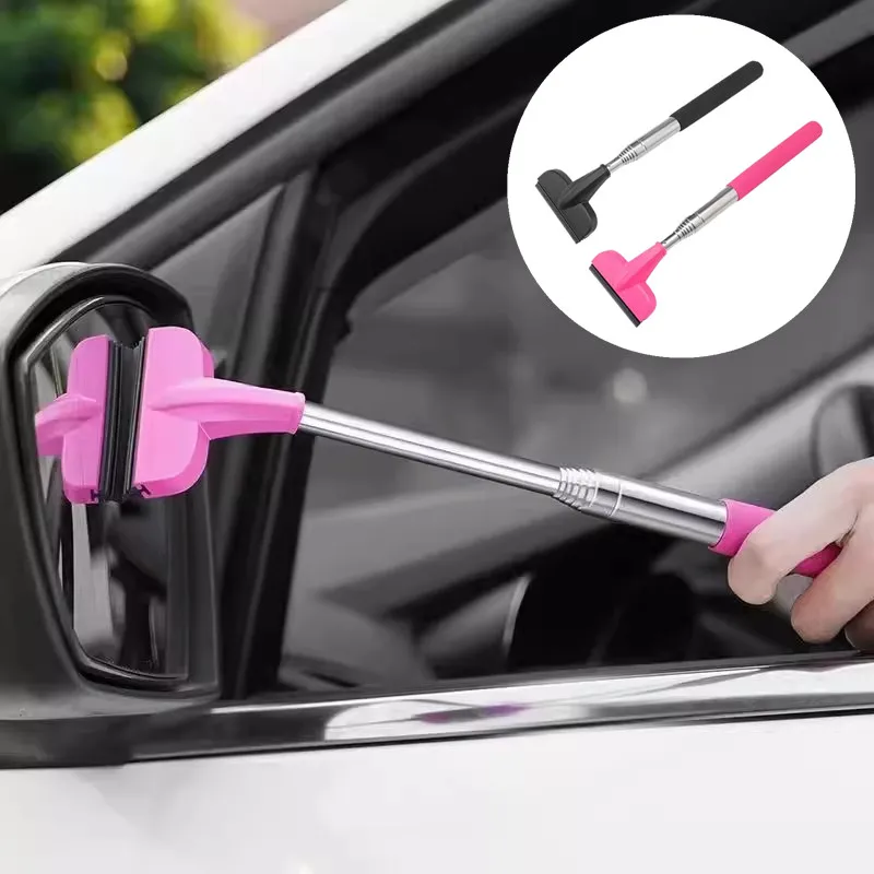 Car Mirror Rainy Glass Window Cleaning Tool Wiper Extendable Handle Car Side Mirror Squeegee Telescopic Rearview Mirror Squeegee