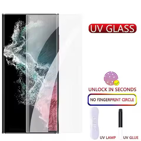 UV Tempered Glass For Samsung Galaxy S25 S23 S22 Ultra S9 8 S10 S21 Plus Note 10 20 Ultra Full Clear Cover Glue Screen Protector