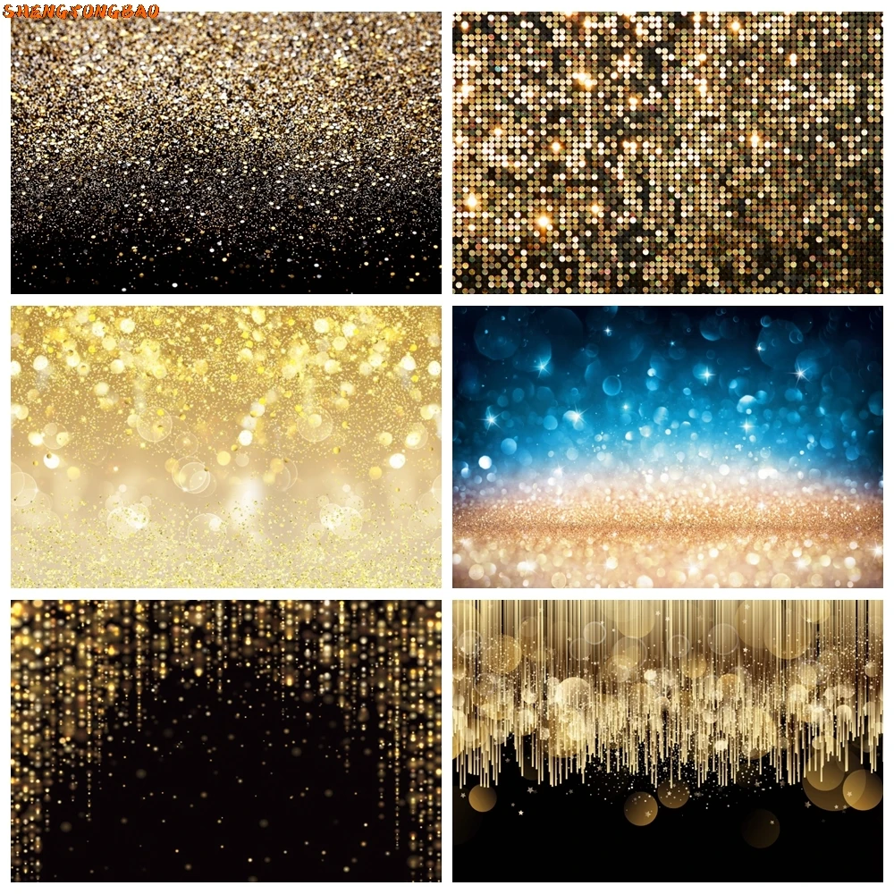 

Glitter Bokeh Wedding Birthday Party Backdrop for Photography Gold Silver Shiny Polka Dot Light Portrait Background Photo Studio