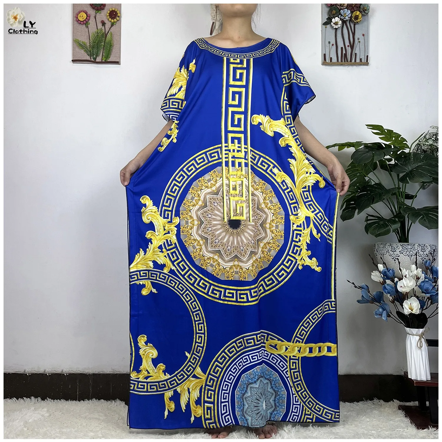 Muslim clothing Casual Dresses 2023 New African Dashiki Floral Printing Cotton Lady Summer Maxi Casual Dresses