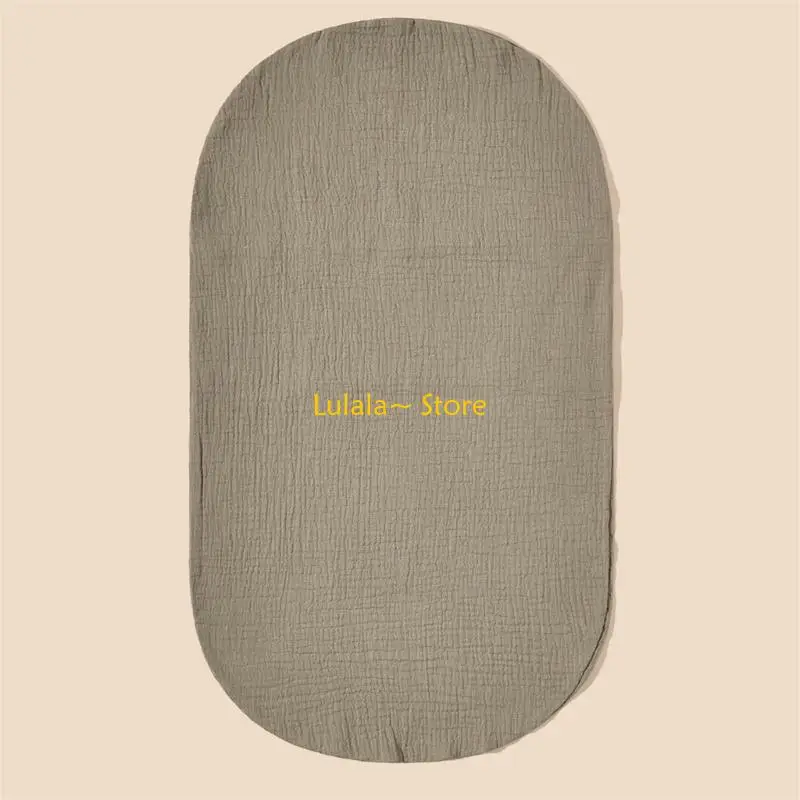 Y4QA 15x26'' Soft Changing Cover Liner Cotton Oval Bassinet Mattress Cover Baby Changing Basket Sheet for Baby Crib