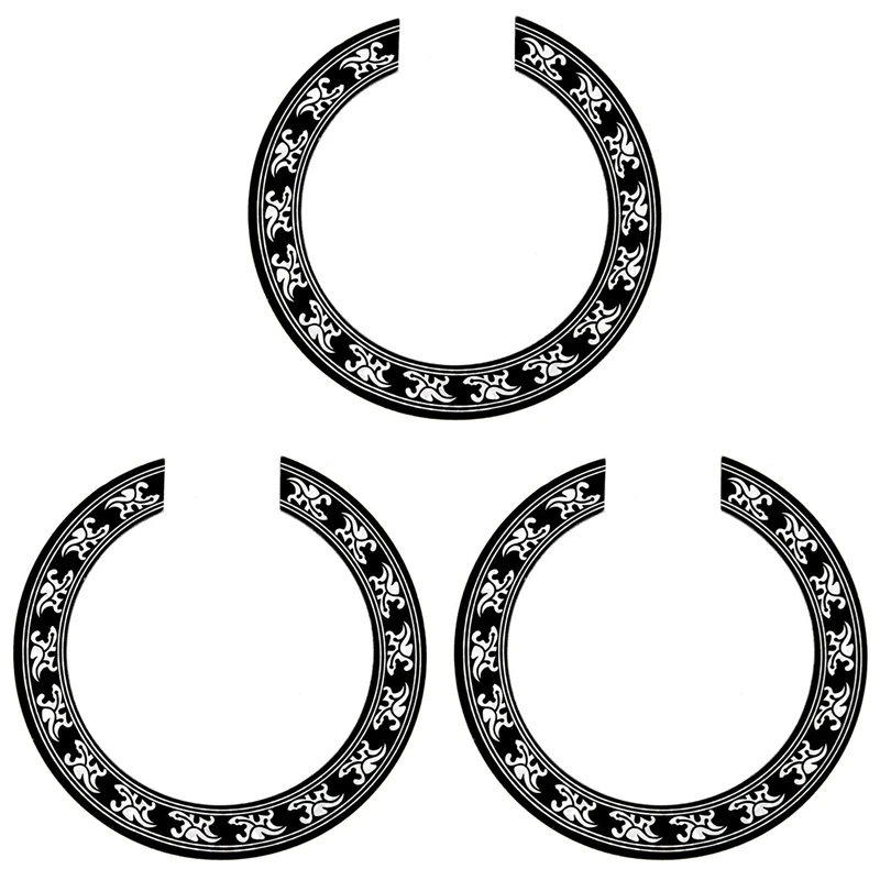 3X ملصق لاصق وردي بفتحة صوت لأجزاء الجيتار الصوتي الكلاسيكي أسود + فضي