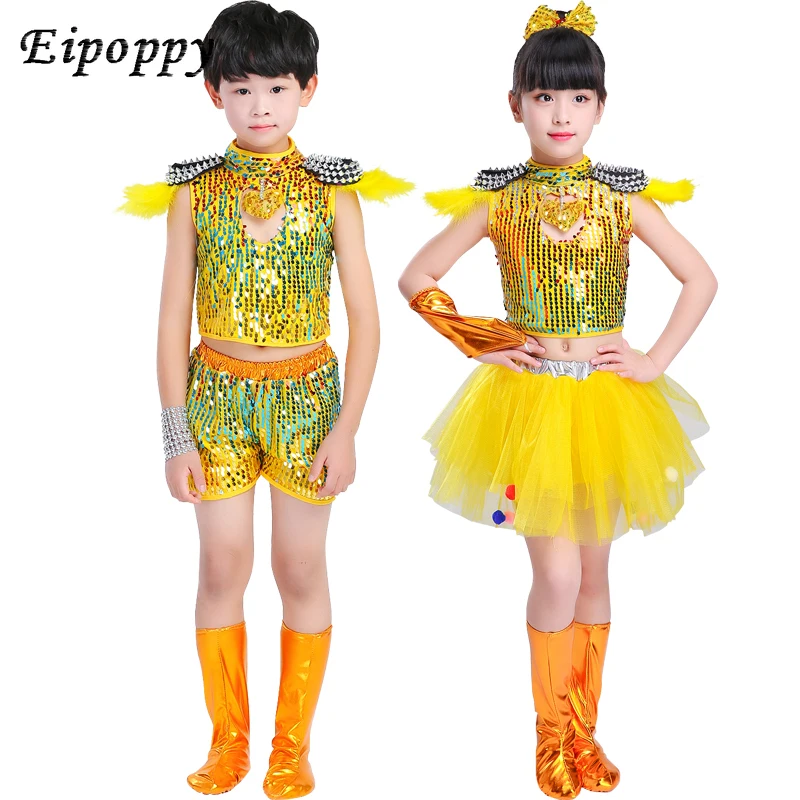 زي رقص الجاز للفتيان والفتيات ، تنورة الأميرة بالترتر ، ملابس الرقص الحديثة للأطفال