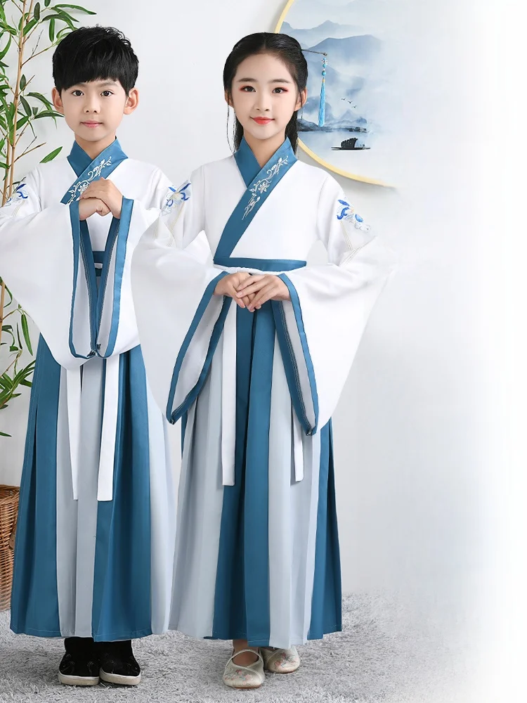 

Детский костюм Ханьфу для выступлений и церемоний, традиционная одежда для мальчиков и девочек, для детского сада