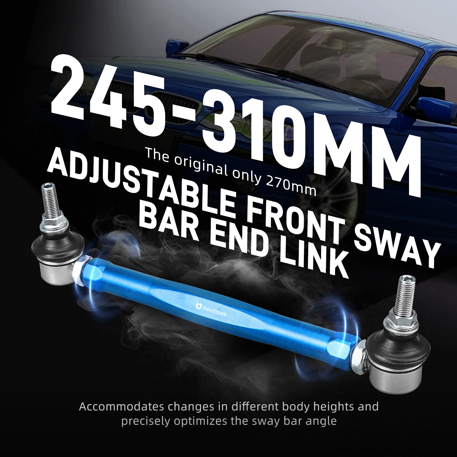 BEVINSEE 1 Para Regulowanych Przednich Łączników Drążka Stabilizatora do BMW E46 1999-2006 Z4 E85 E86 2003-2008 Zastępuje 31356780847 31351095694