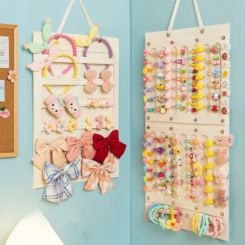 Hair Bows Organizer Wall Hanging Large Capacity Headband Holder Hair Clip Rope Glasses Storage  Space Saving For Girl Room