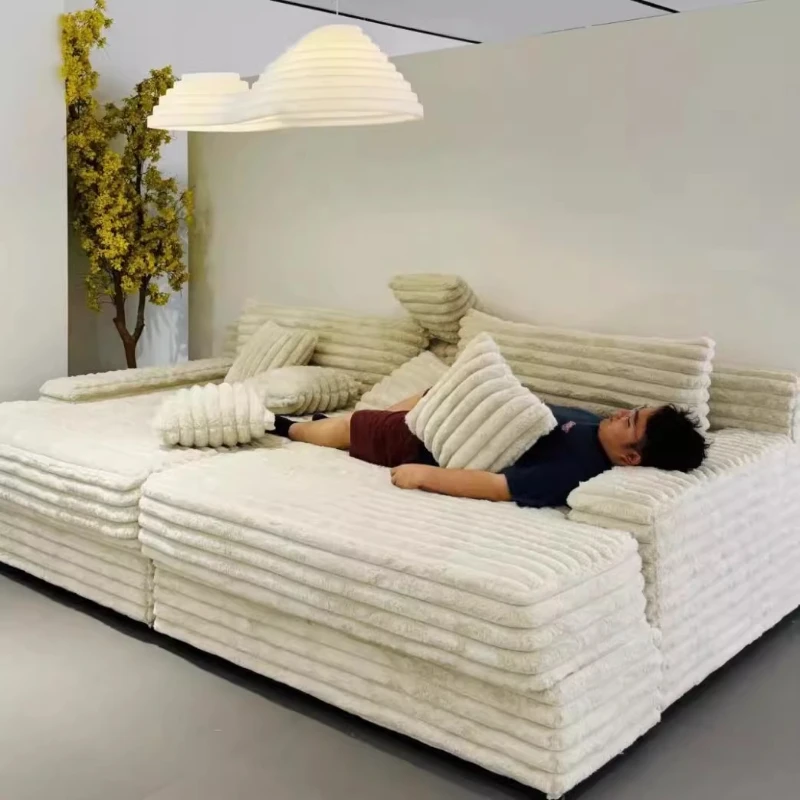 

modern Minimalist Velvet Sofa Bed French Fabric Lazy Living Room Sofas Puffs Bedroom 2025 Divano Soggiorno Home Furniture luxury