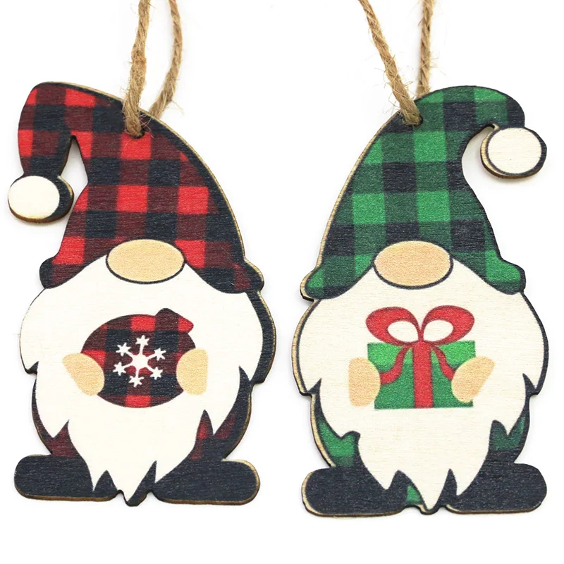 (12 Pieces/bag) 5cm-10cm Christmas Decoration Wooden Pendants Painted Wooden Pieces Cute Photo Scenes Props DIY