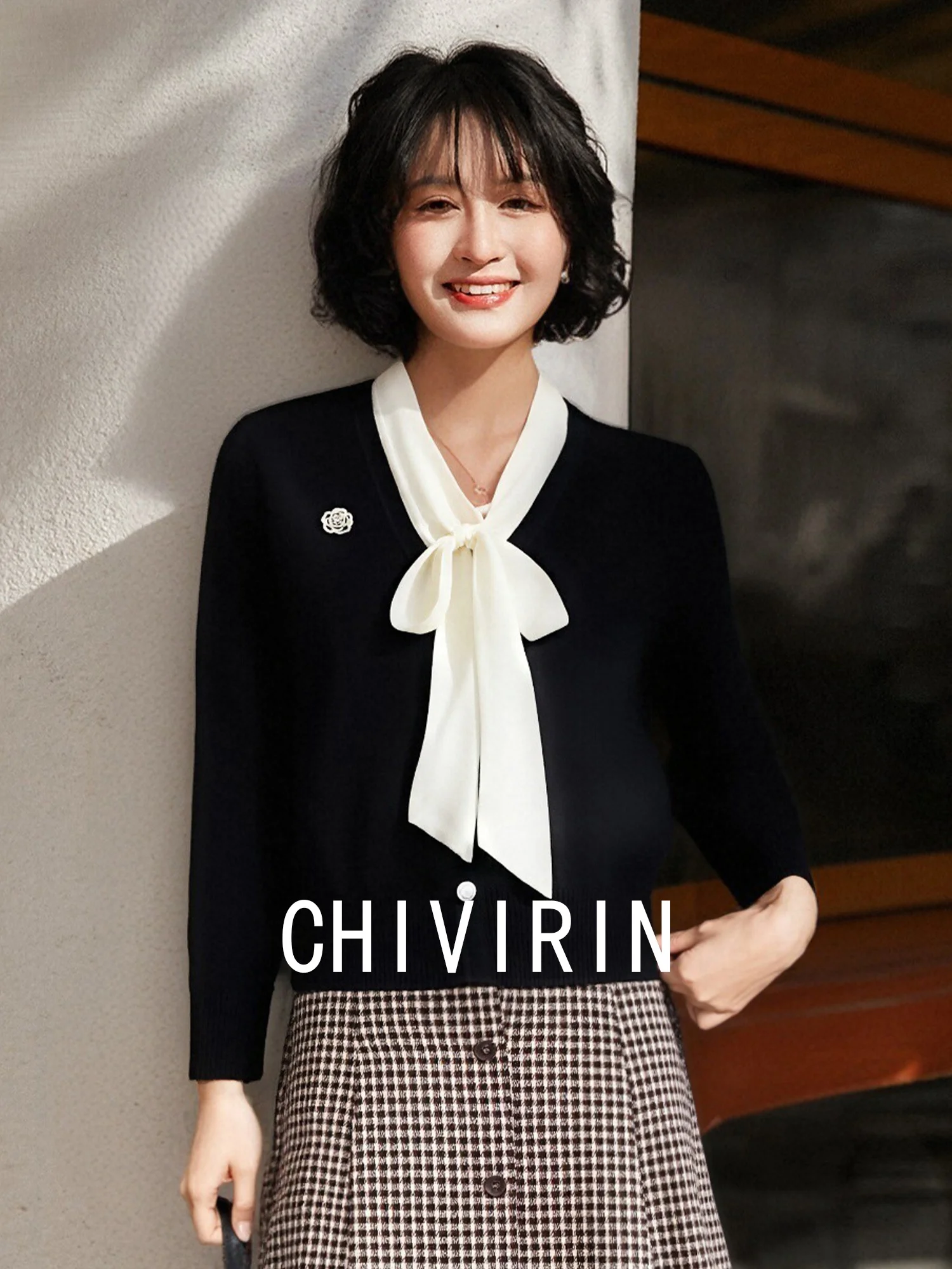 

Ele V-Ne Knitwear with Sa And Knot for Women Slimming Sli Spring Autumn New Arrival by Qianyun