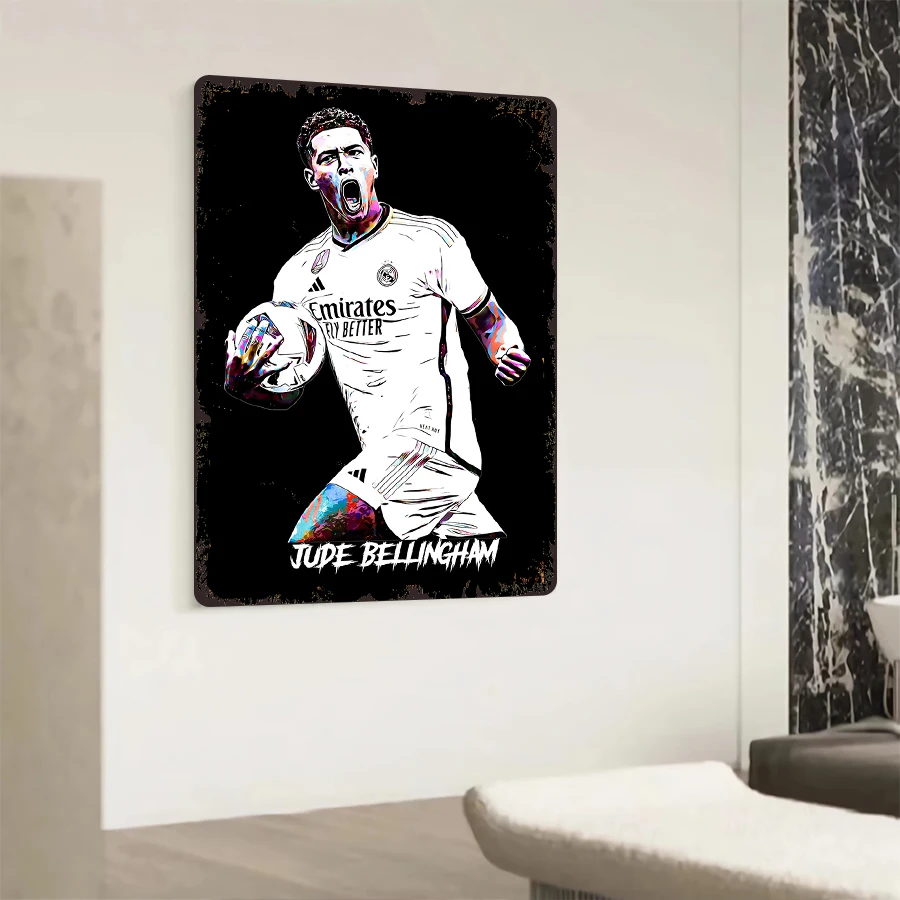 Jude Bellingham Real Madrid FC Soccer Star Metal Wall Art Decor for Football Fans Home Decorations