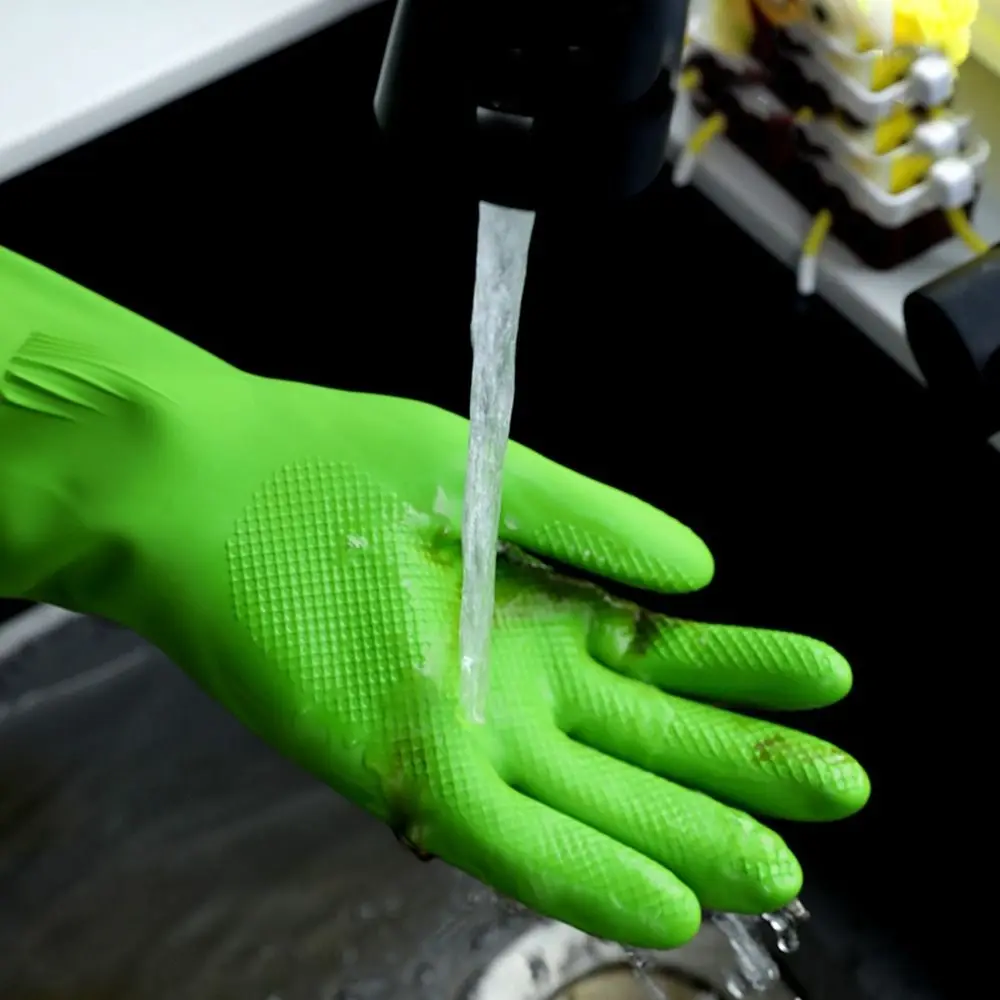 Kitchen Gloves for Washing Dishes Household Cleanning Latex Glove Long and Thick Protective for Woman Dishwashing