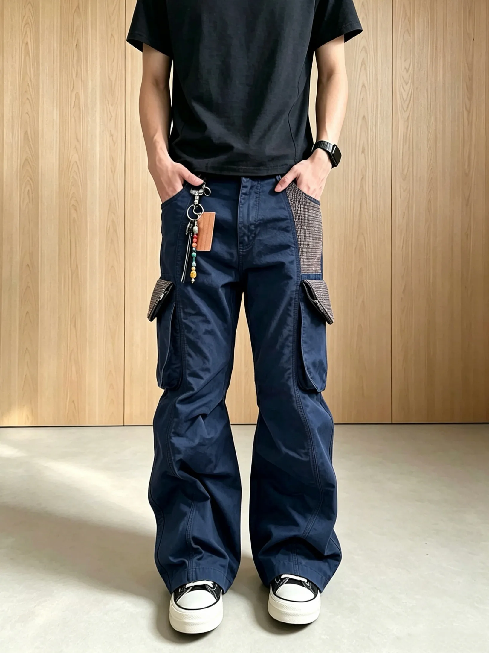 American Style Heavyweight 3D Tailored Woolen Gingham Pleated Workwear Pants Street Vibe Trousers for Men And Women