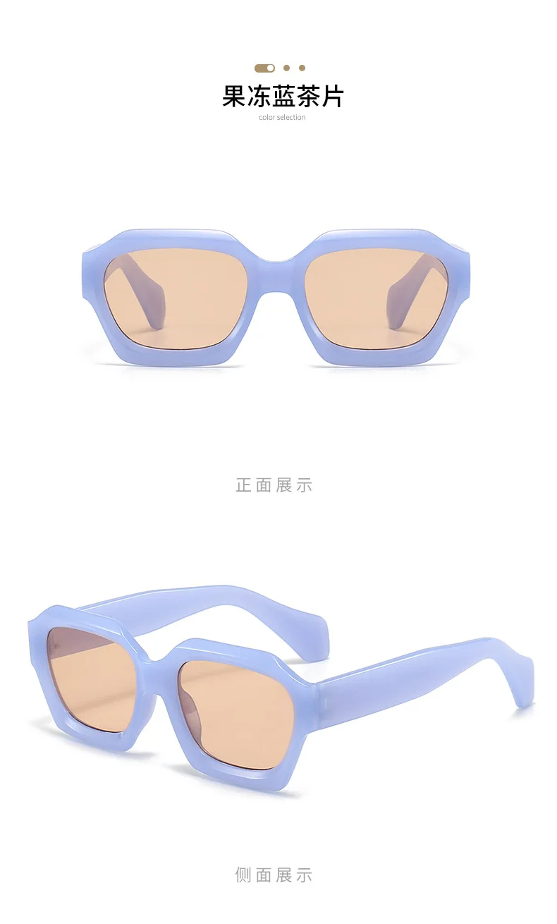 Neu eingetroffene Vintage-Sonnenbrille mit quadratischer Form für Damen und Herren, Sonnenbrille mit konkaver Oberfläche, Damen- und Herrenbrille – Detail 9