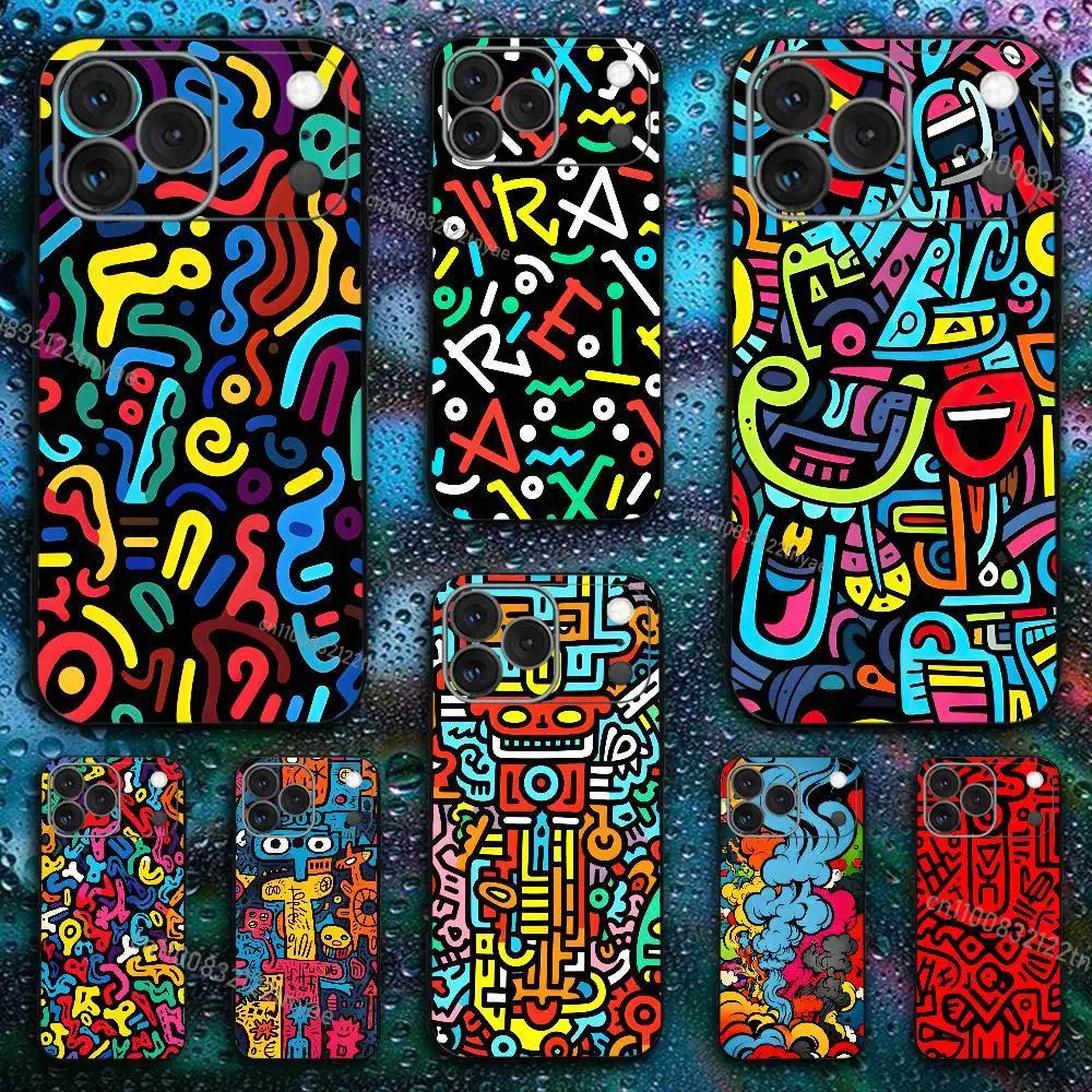 

Colorful Lines Graffiti Phone Case For iPhone 17,16,15,14,13,12,11,Pro,X,XS,Max,XR,Plus,Mini Soft Silicone Black Shockproof TPU