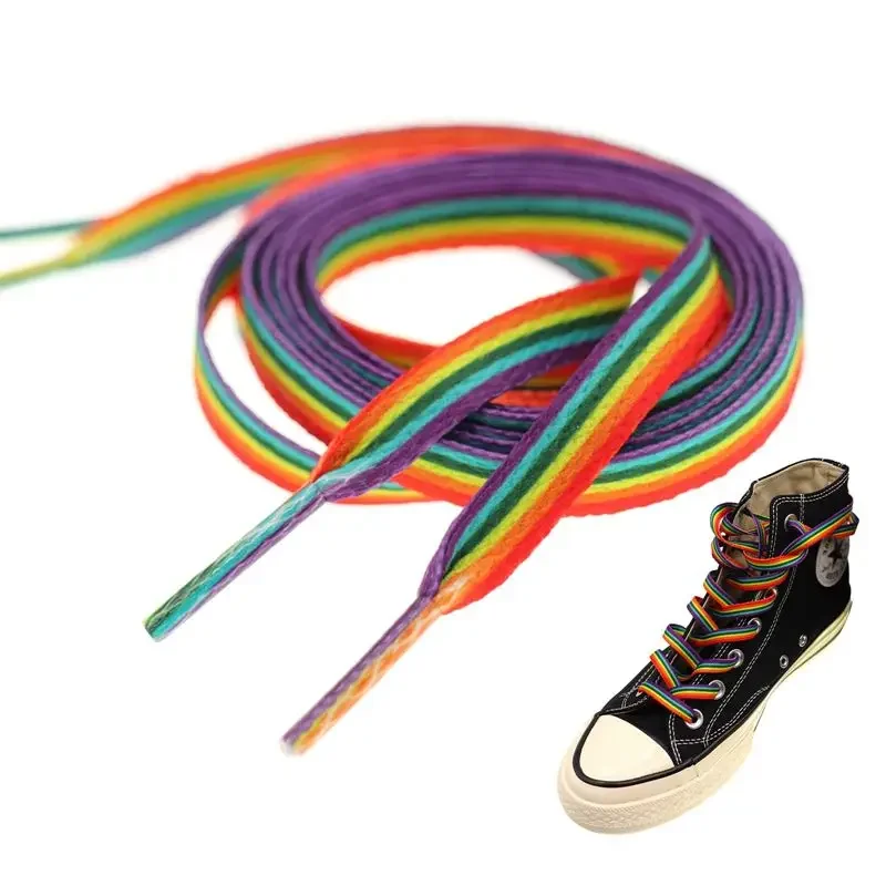 Rainbow Flat Shoelaces for Sneakers Colorful Rope Shoe Laces Colored Gradient Shoelace Canvas Tennis Laces Shoes accesories