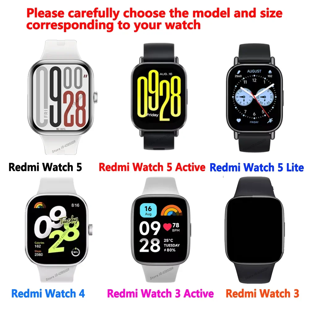 2PCS Full Screen Protector For Xiaomi Redmi Watch 5 4 3 Anti-Scratch Film Samrtwatch For Redmi Watch 5 Active/5 Lite Not Glass