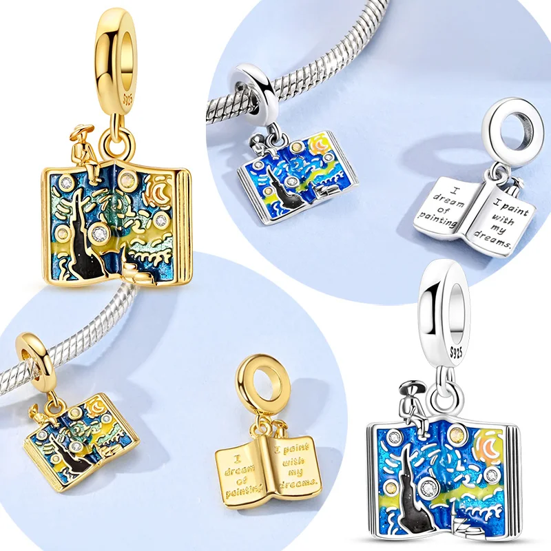 

Оригинальный кулон-шарм из стерлингового серебра 925 пробы в виде звездного неба, подходит для оригинальных браслетов и ожерелий, для женщин, подарок для самостоятельного изготовления украшений.