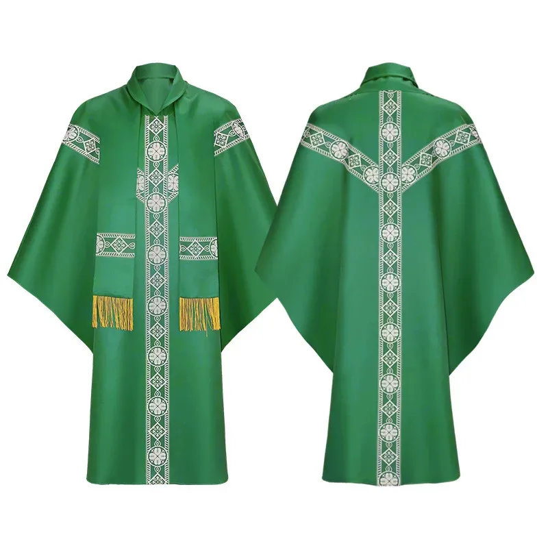 Catholic Priest Chasuble Church Mass Cosplay Vestment Robe Chasuble Priest Vintage Baggy Robe Gown Cape Medieval Cosplay