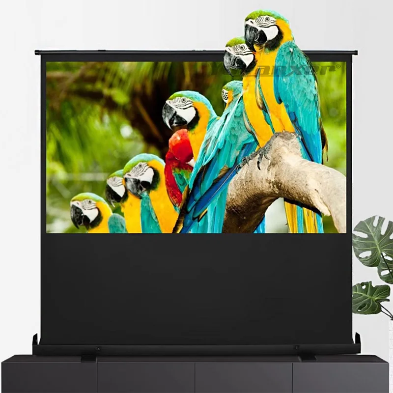 2025 جديد 16:9 جهاز عرض أرضي محمول شاشة من الألياف الزجاجية البيضاء 60-100 بوصة شاشة عرض خارجية مسرح منزلي