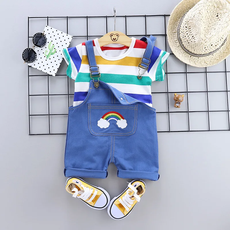 handsome Fashion baby boys Clothing sets Korean Version Little kids overalls Clothes Suits summer