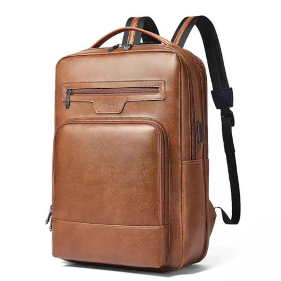 

Leather Laptop Backpack for Women and Men28 L Travel Backpack Computer Bag Fits 16 inch Laptop Expandable Casual Daypack with U
