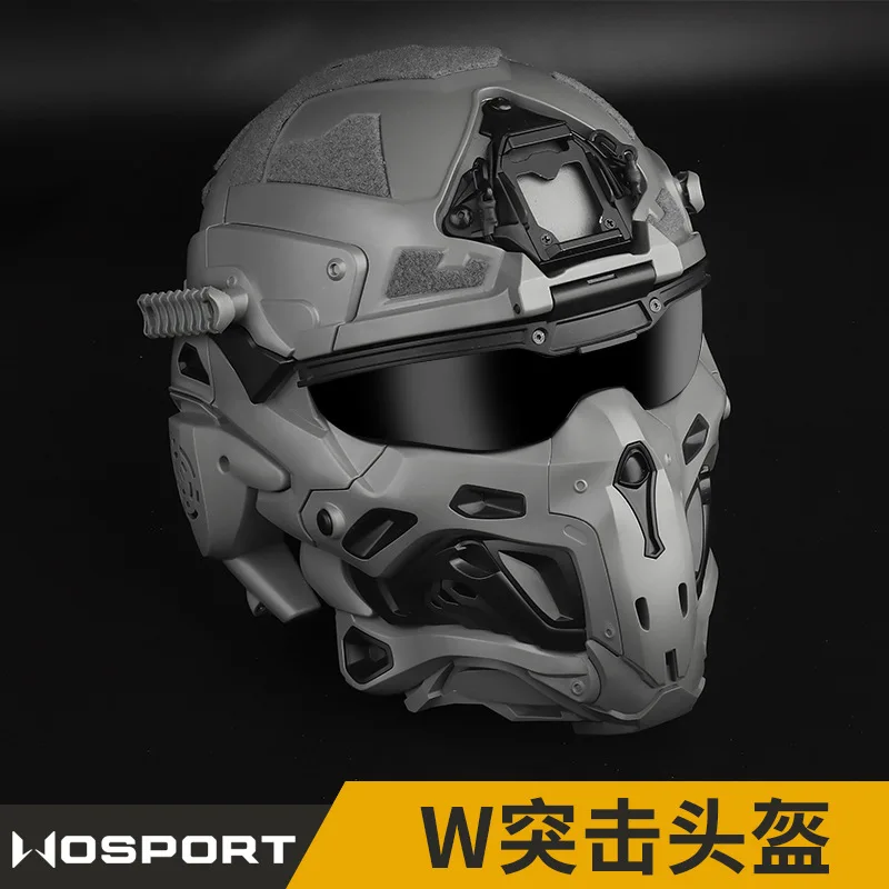 

Assault Helmet With Built-In Communication Earphones Anti Fog Fan Replaceable Lenses Assault Solid Color Helmet