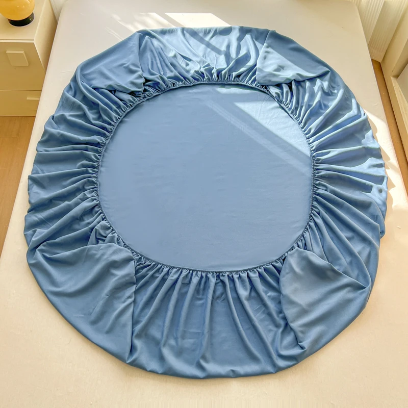 Picture 5: Soft Fitted Bed Sheet with Elastic Band Solid Color Mattress Cover for Single Double King Queen Bed 100/140/150/160/180/200cm