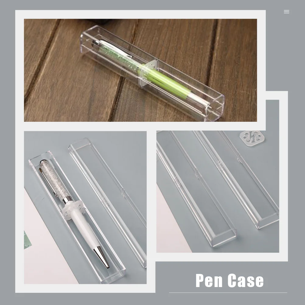 

Clear Pen Case Portable Box School Supplies for Kids Transparent Holder Student Pencil