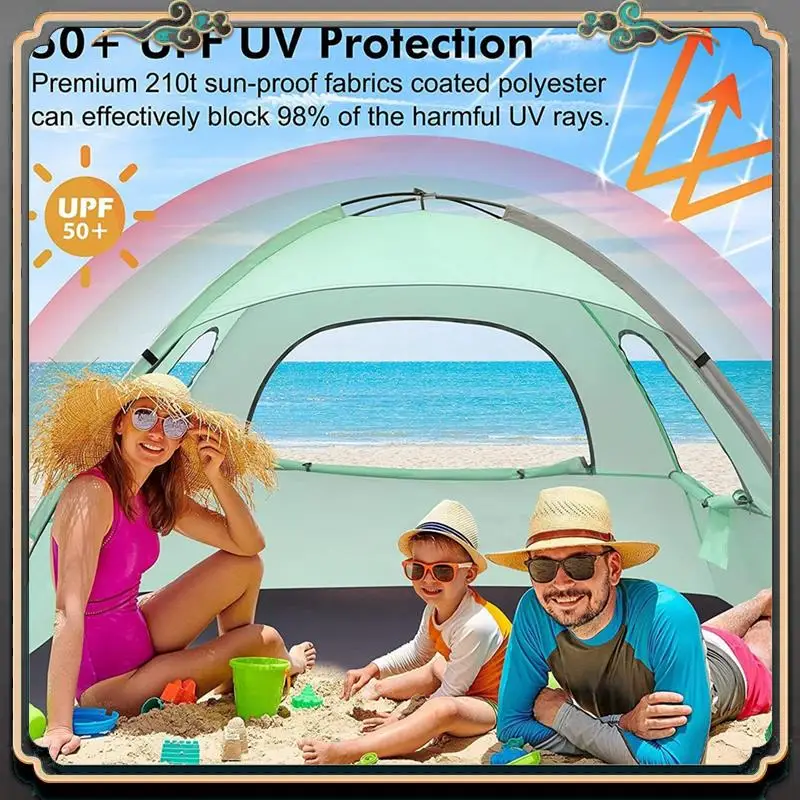 

Premium Beach Tent Sun Shelter With Breathable, Portable Outdoor Camping Tent Shade Canopy For Beach & Camping