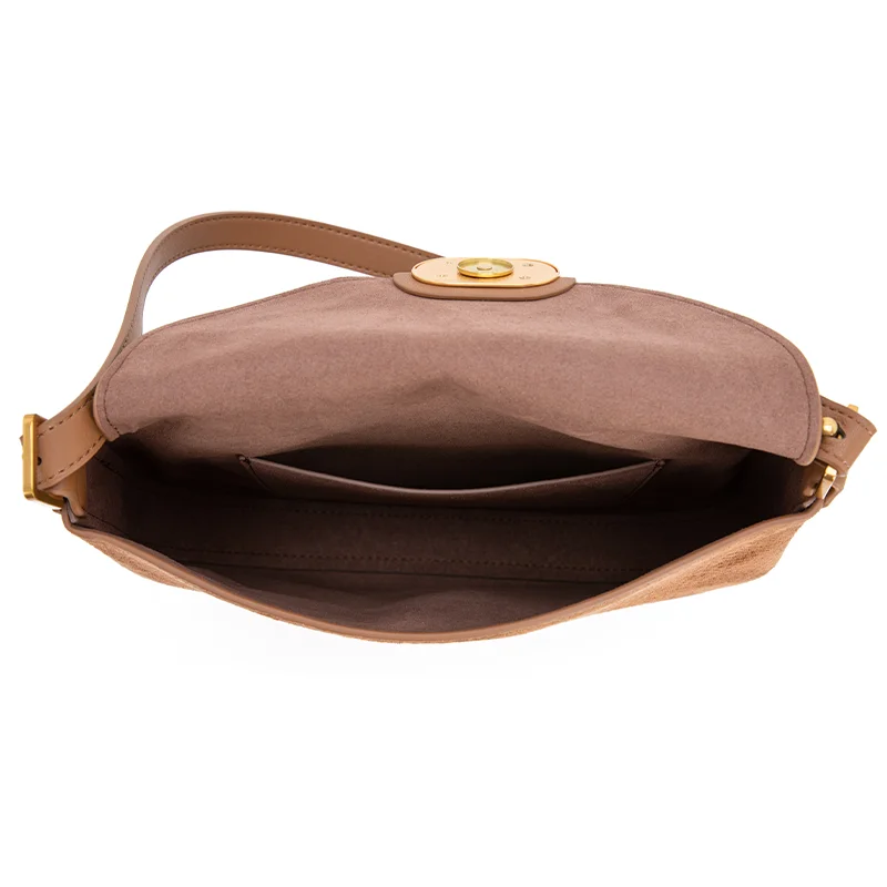 Venof 2024 New Faux Suede Bag 100% Soft Leather Saddle Vintiage Messenger Large Capacity Handbag Shoulder New Woman Bag Trend