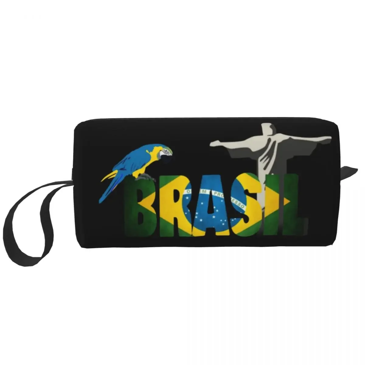 Custom Flag Of Brazil Travel Cosmetic Bag Women Makeup Toiletry Organizer Ladies Beauty Storage Dopp Kit