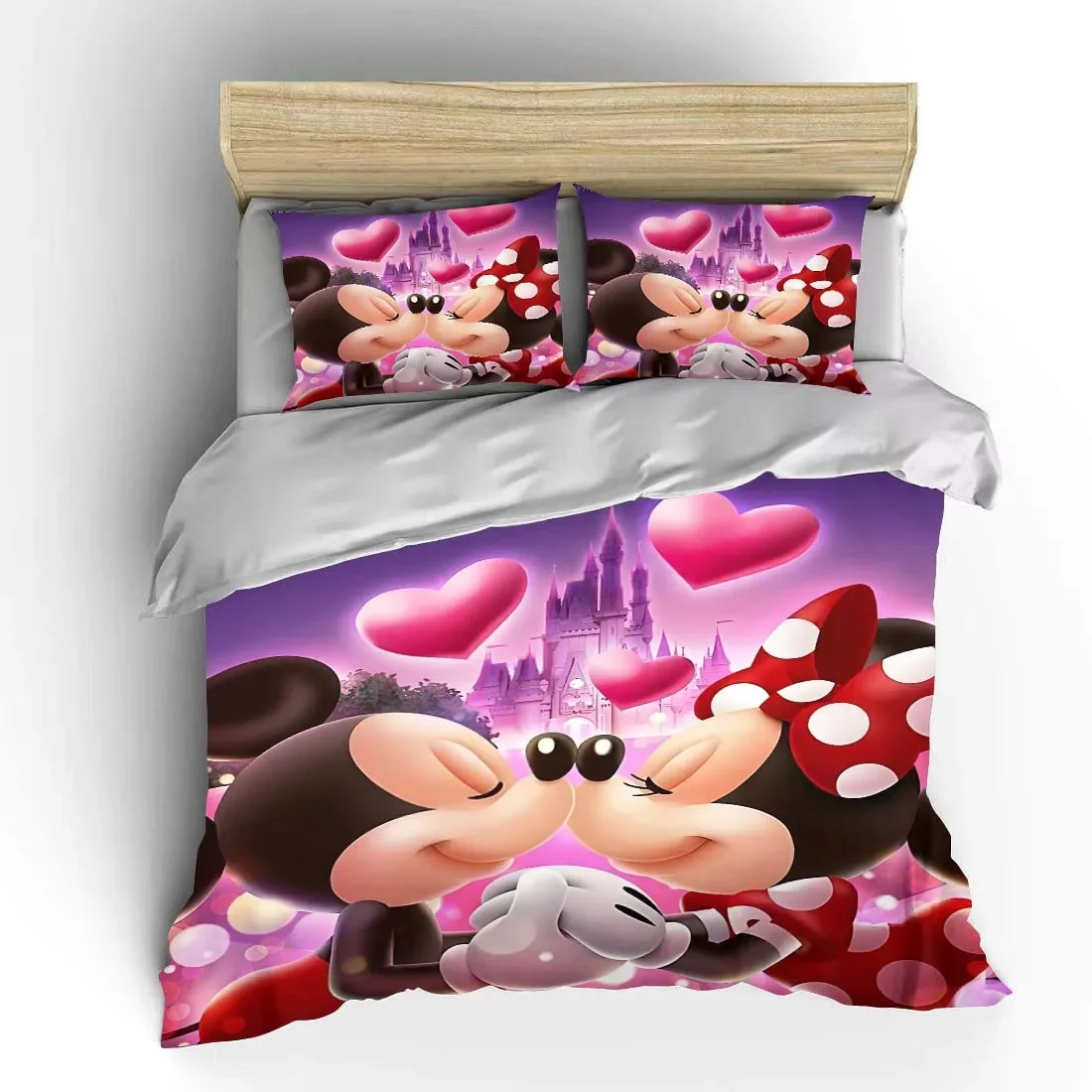 Mickey Minnie 3pcs Bedding Set Fluffy Cartoon Comforter Cover Soft Kids US Twin King Queen Size Bedding Set Baby Bedclothes