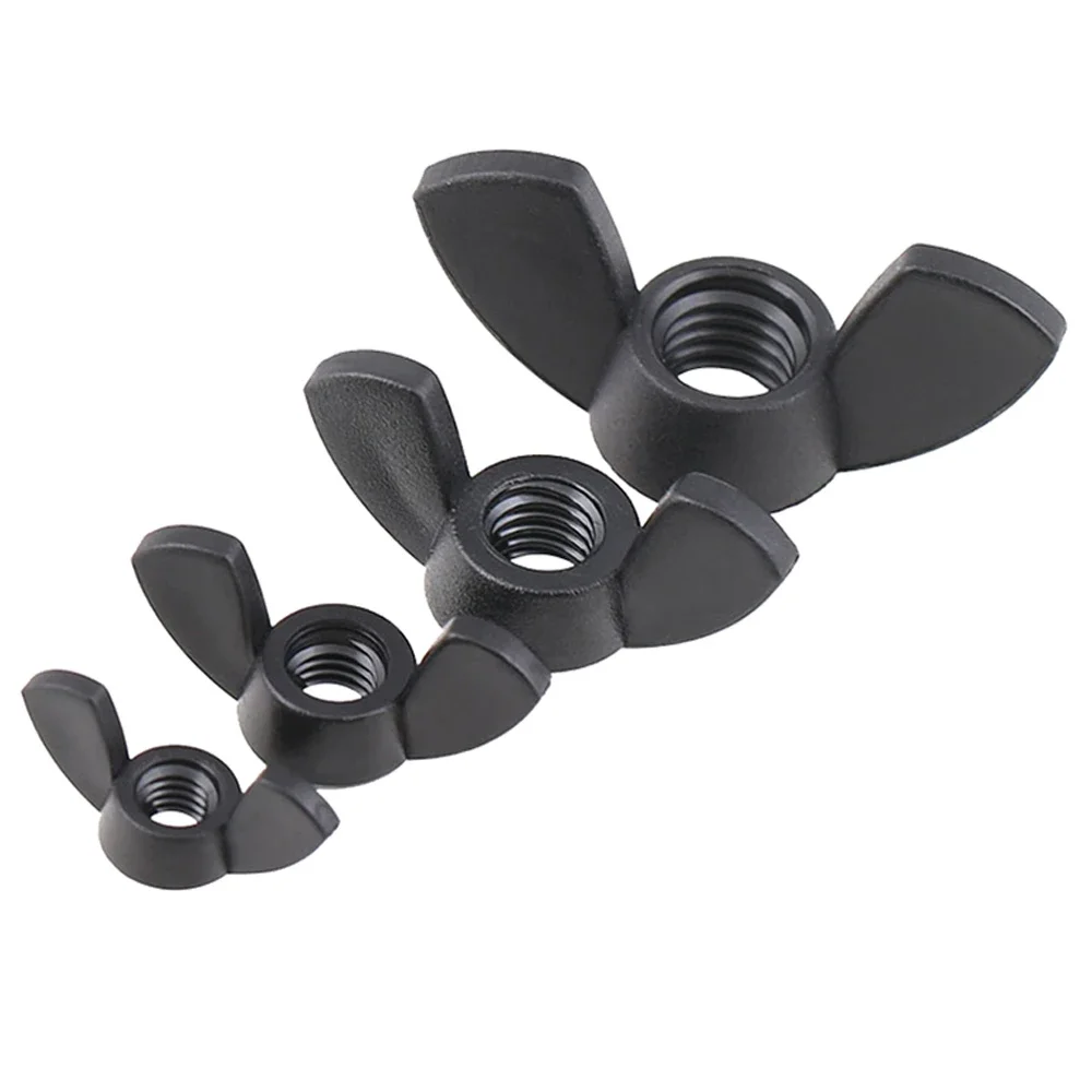 5/20/50Pcs M3 M4 M5 M6 M8 M10 M12 Butterfly Wing Nuts Black Nylon Wing Nuts Plastic Hand Tighten Nut Support Customize