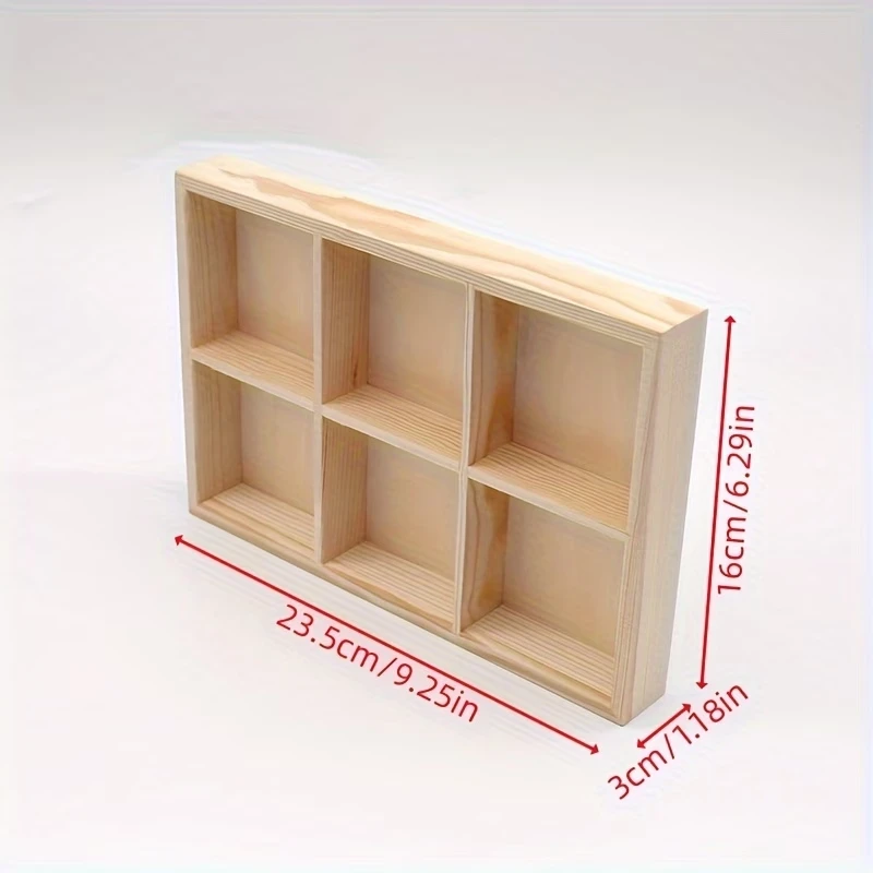 Wooden Storage Box Featuring Six Sections,Designed for Artistic Crayon Storage,Small Sewing Supplies,Desktop Organization