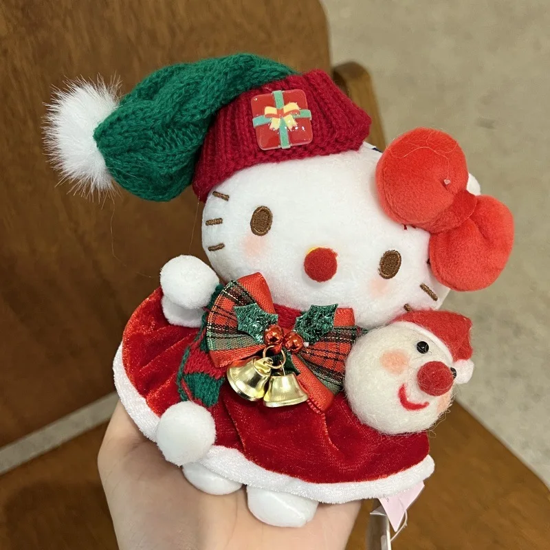 جديد رقيق ودافئ مرحبا كيتي المفاتيح عيد الميلاد متماسكة قبعة زي دمية حقيبة ملحق المشجعين الاطفال هدية #1