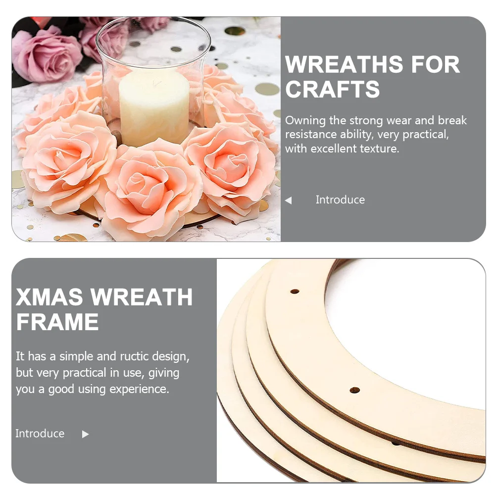 

4pcs Wreath Frames For Crafts Wooden Diy Flower Garland Base Round Home Decor Supplies Floral Arrangement Tool Wreath Making