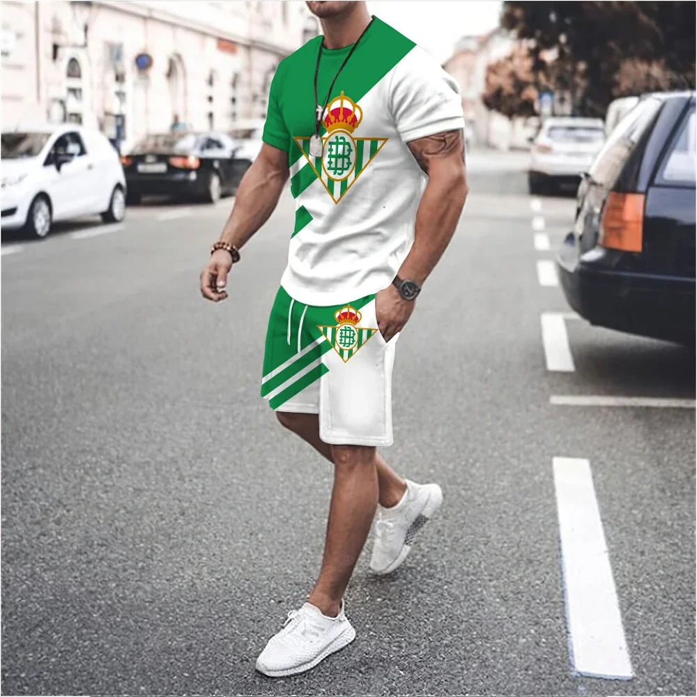 New 3D Printed Men Real Betis Casual Luxury T-Shirt Shorts Set Tracksuit Male 2 Pieces Fashion Outfit Man Clothing Jogging Suit