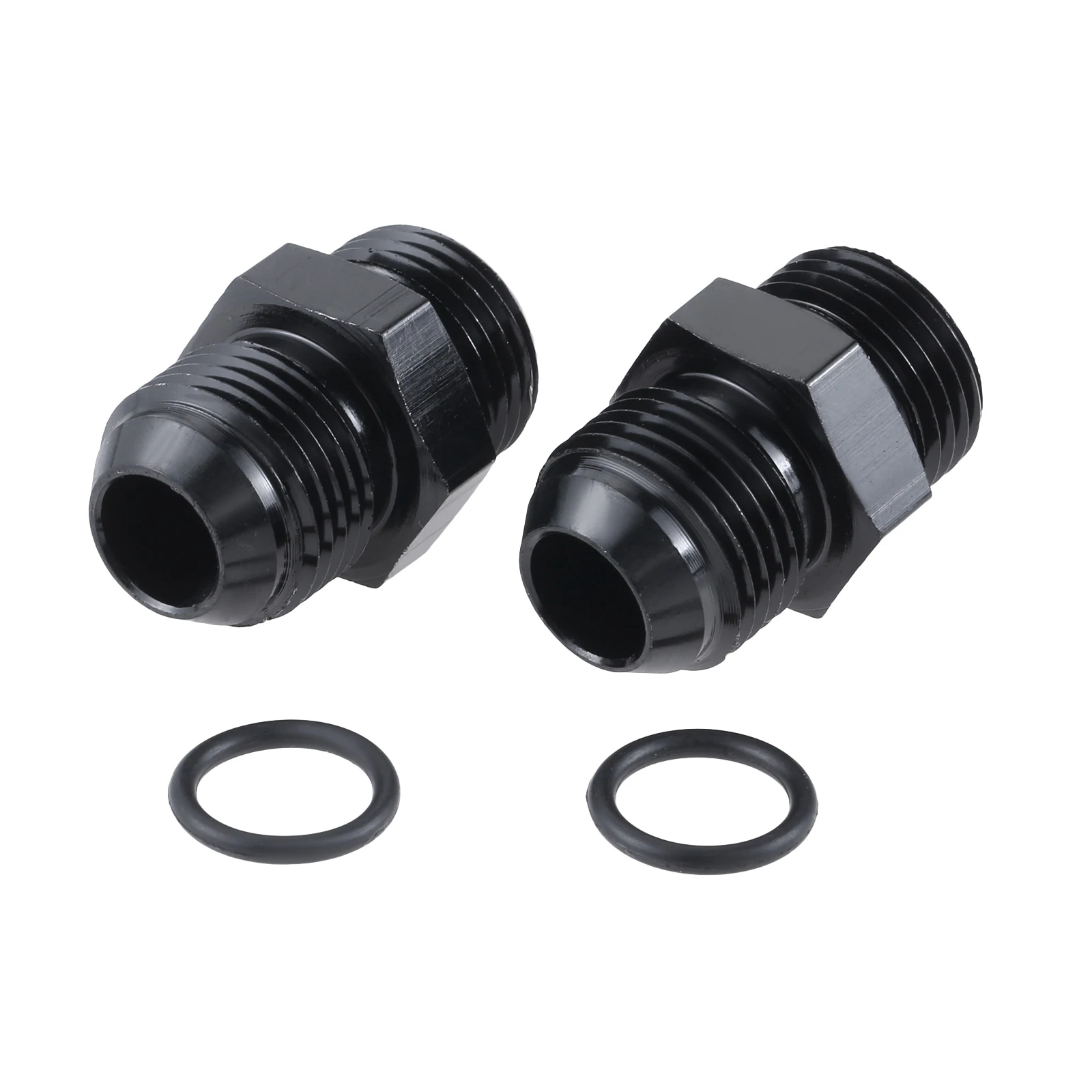 2Pcs 6/8/10AN Male To 6/8/10AN ORB Male Flare Fitting Adapter with O-Ring Straight Aluminum Hex Connector for Auto Fuel Oil Line