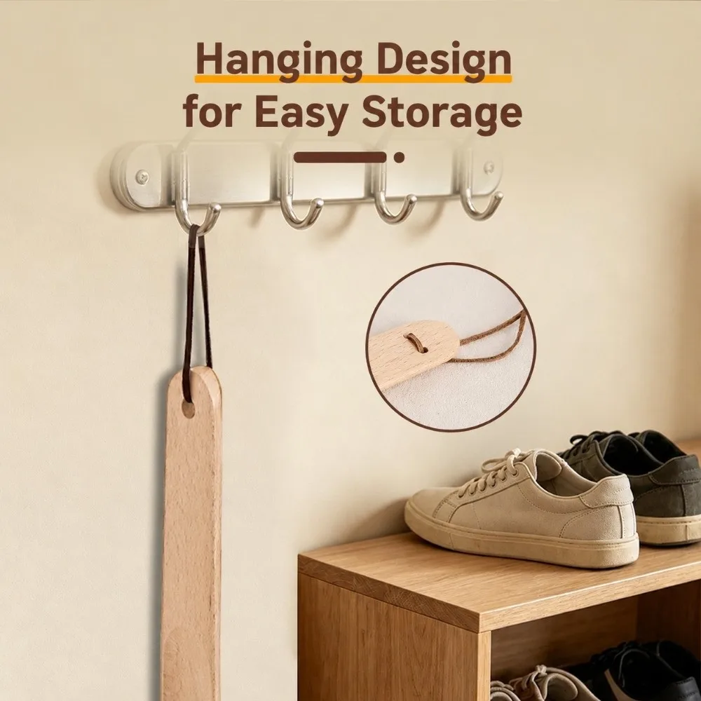 Wooden Shoehorn Smooth Edge & Ergonomic Grip Household Shoe Puller Extended-length Lazy Shoe Horn for Elderly, Pregnant Women