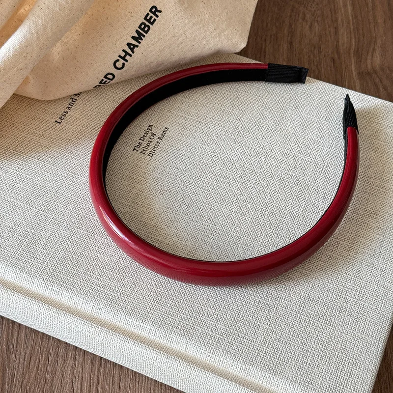 

Red PU Leather Headband Minimalist Design Christmas Party Hair Accessories Non-Slip Grip for Women Office Festive Season