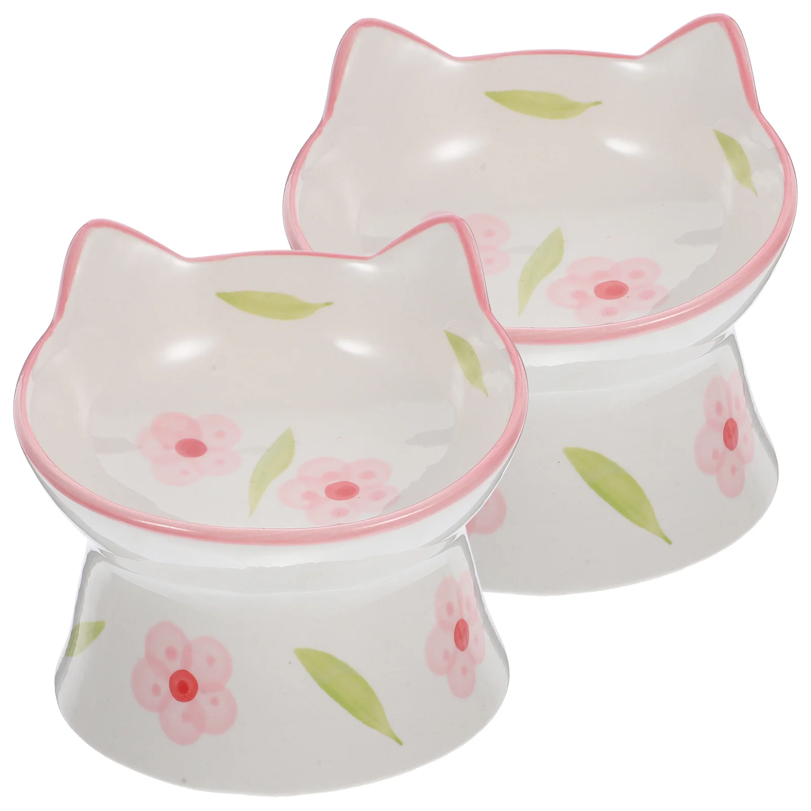 

2Pcs High-Legged Pet Bowl Elevated Cat Food Bowl Round Edge Non-Slip Bottom Easy Clean Surface Ideal Gift for Cats Daily Feeding
