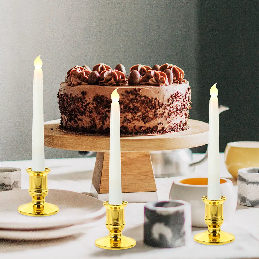 

12Pcs Plastic Candleholder Electronic Retro Pillar Stand Decorative Candlestick Holder Wedding Table Centerpiece