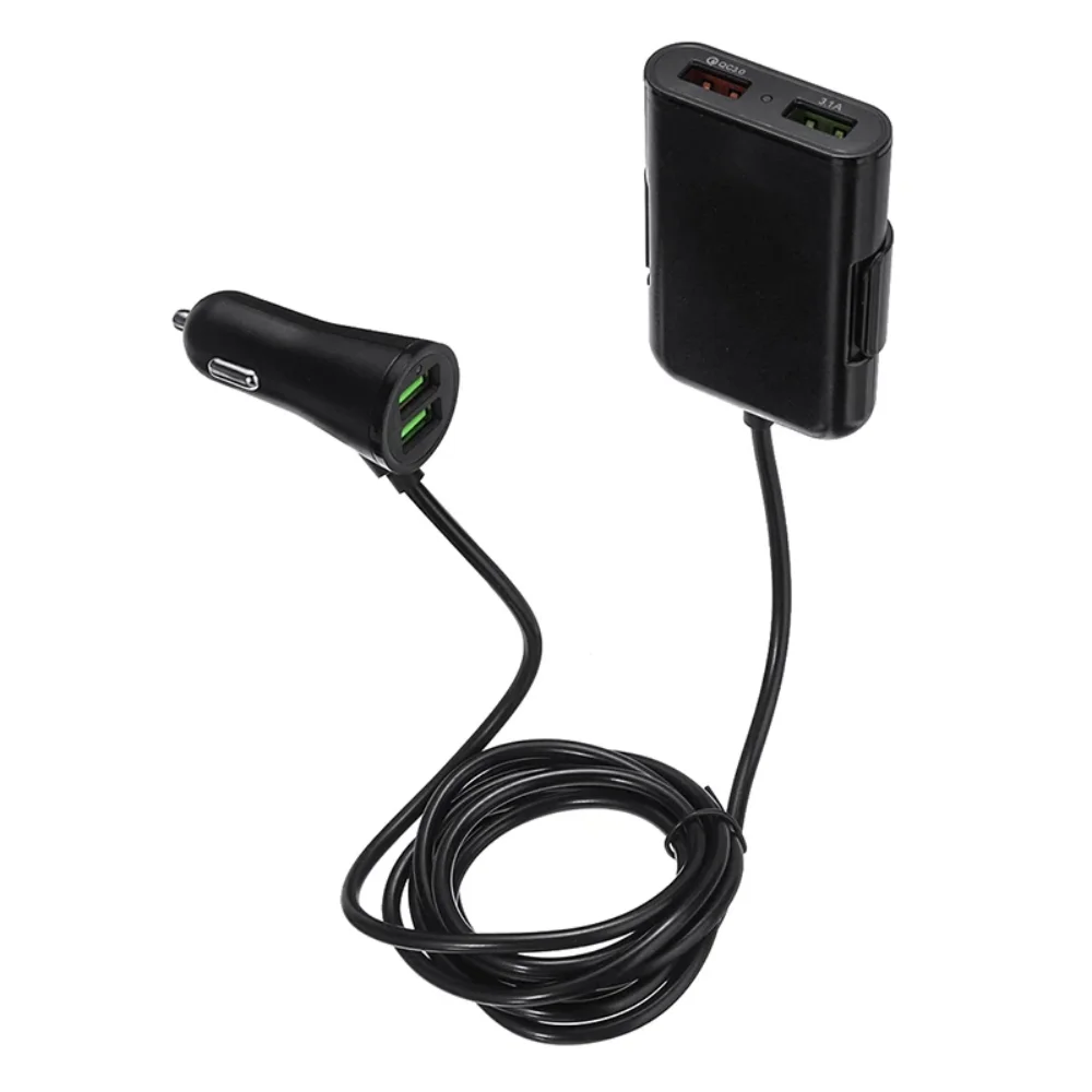 2set Universal 4 Port USB QC3.0 Quick Charge for Phone GPS Laptop Front Back Seat Car Charger Extension Adapter for 12V Vehicles