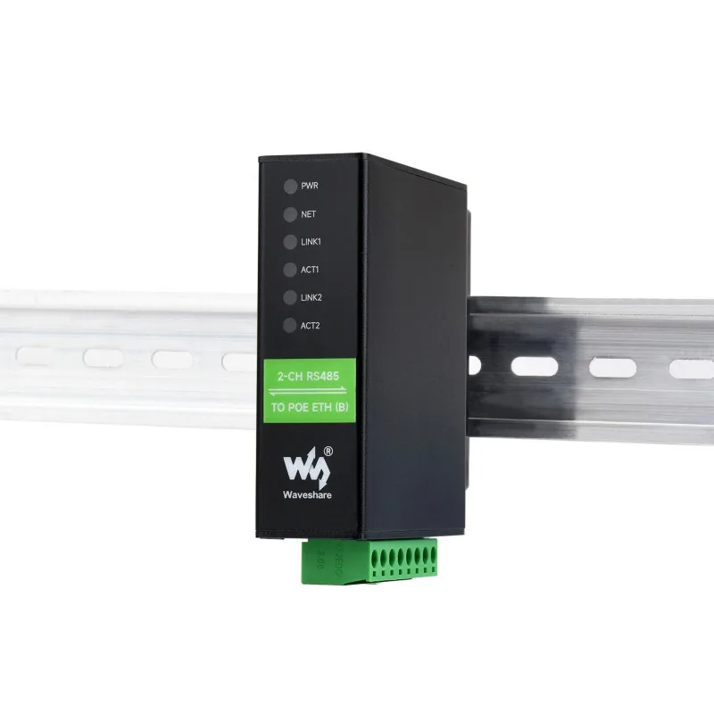 منافذ Din Rail 2 قنوات RS485 إلى RJ45 Ethernet الخادم التسلسلي modbus بوابة PoE اختياري تشغيل القنوات المزدوجة إيثرنت مزدوج