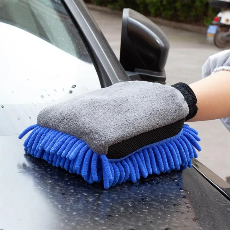 1pc luvas de lavagem de carro não danifica a pintura à prova dwaterproof água chenille coral limpar escova de pano de carro beleza pelúcia urso patas acessórios de lavagem de carro